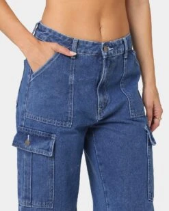 XXIII Women's Poppy Wide Leg Cargo Pants Blue -Mitchell & Ness Shop 03008678 YX001 womens 0070