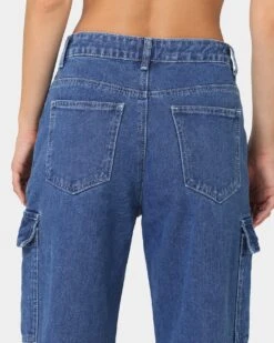 XXIII Women's Poppy Wide Leg Cargo Pants Blue -Mitchell & Ness Shop 03008678 YX001 womens 0080