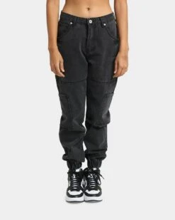 XXIII Women's Gazania Cargo Jeans Black -Mitchell & Ness Shop 03008707 YB001 womens 0030