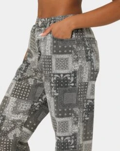 XXIII Women's Haimi Paisley Jeans Black -Mitchell & Ness Shop 03008976 YB001 womens 0070