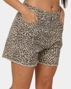 XXIII Women's Jaala Denim Shorts Leopard 8 XXIII Women's Jaala Denim Shorts Leopard -Mitchell & Ness Shop 03009069 YL001 womens 0070