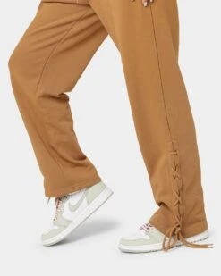 EN ES Women's Mason Lace Up Track Pants Tan -Mitchell & Ness Shop 03009172 YT001 womens 0070