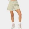 EN ES Women's Lace Me Up Denim Shorts Aloe Wash -Mitchell & Ness Shop 03009269 YA145 womens 0010