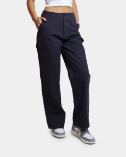 HUF Women's Double Knee Cargo Pants Navy -Mitchell & Ness Shop 03009384 YN200 womens 0030