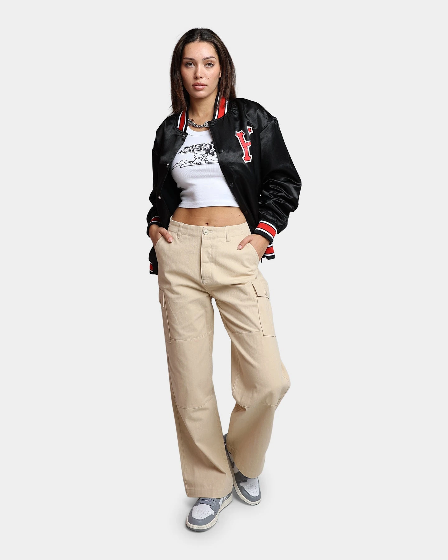 HUF Women's Double Knee Cargo Pants Stone HUF Women's Double Knee Cargo Pants Stone -Mitchell & Ness Shop 03009385 YS400 womens 0020