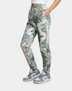 HUF Women's Swirl Fleece Pants Olive -Mitchell & Ness Shop 03009386 YO100 womens 0040