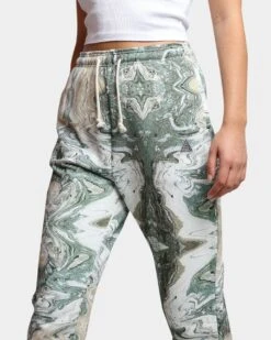 HUF Women's Swirl Fleece Pants Olive -Mitchell & Ness Shop 03009386 YO100 womens 0060