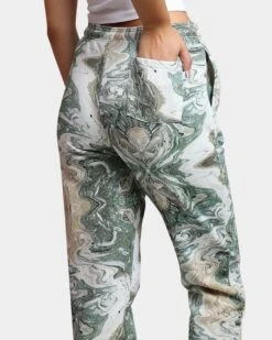 HUF Women's Swirl Fleece Pants Olive -Mitchell & Ness Shop 03009386 YO100 womens 0080