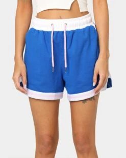 EN ES Women's Zenni Terry Shorts Cobalt Blue -Mitchell & Ness Shop 03009400 YB625 womens 0030