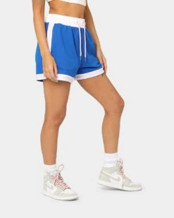 EN ES Women's Zenni Terry Shorts Cobalt Blue -Mitchell & Ness Shop 03009400 YB625 womens 0050