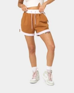 EN ES Women's Zenni Terry Shorts Tan/Stripe