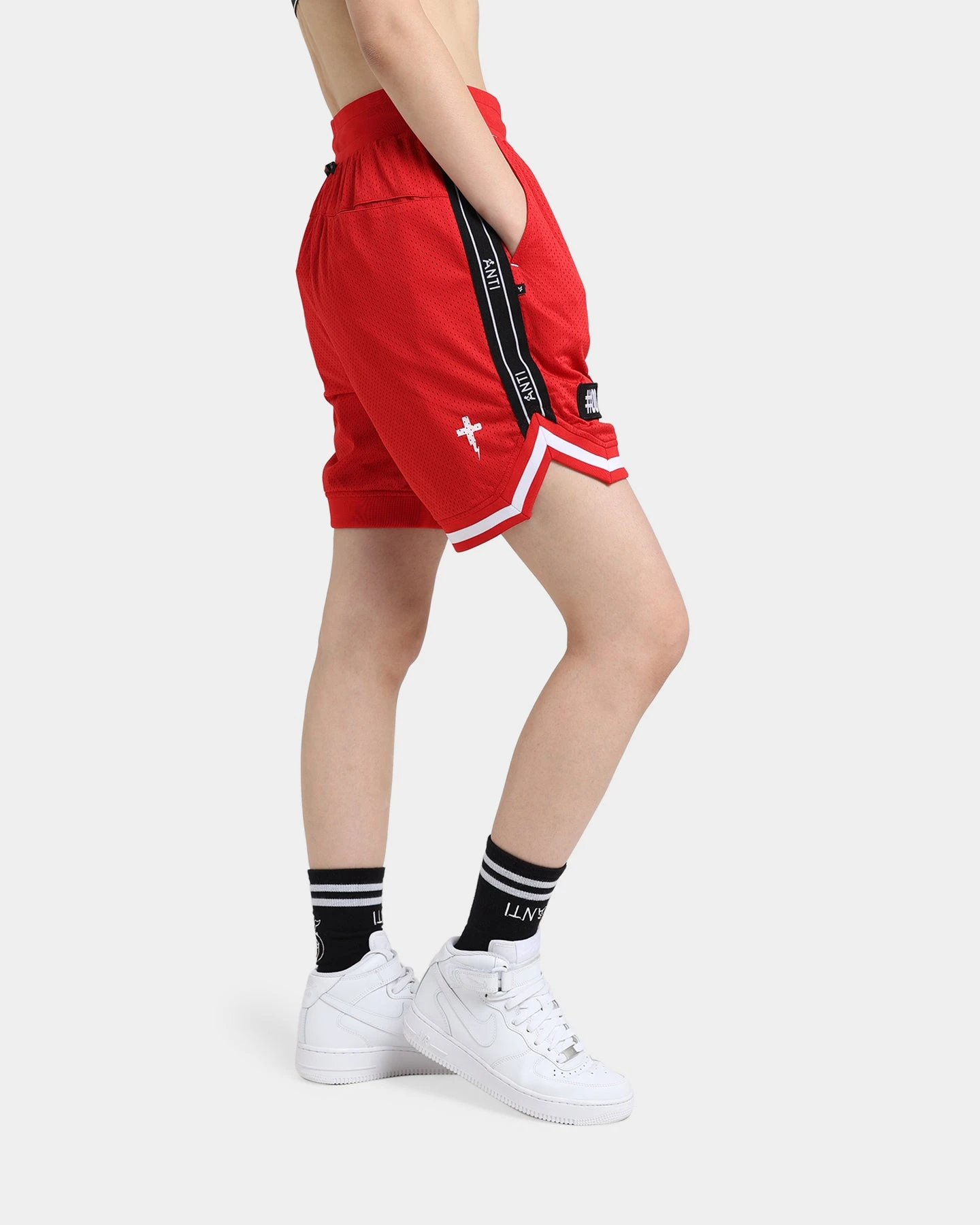 The Anti Order Off Season Basketball Shorts Red/White The Anti Order Off Season Basketball Shorts Red/White -Mitchell & Ness Shop 03009478 YR081 womens 0050