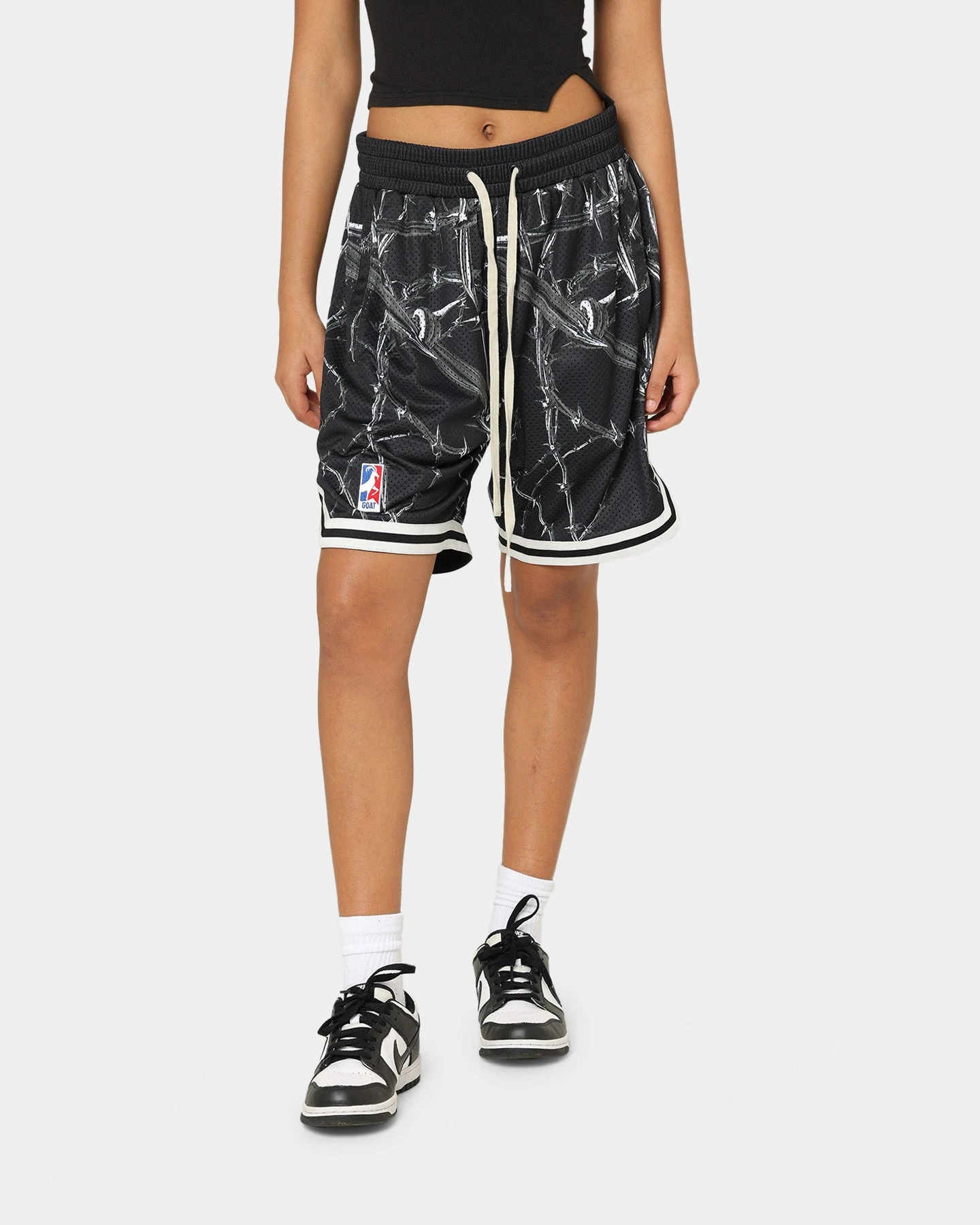 Goat Crew Barbed Wire Shorts Black/White Goat Crew Barbed Wire Shorts Black/White -Mitchell & Ness Shop 03009563 YB012 womens 00010