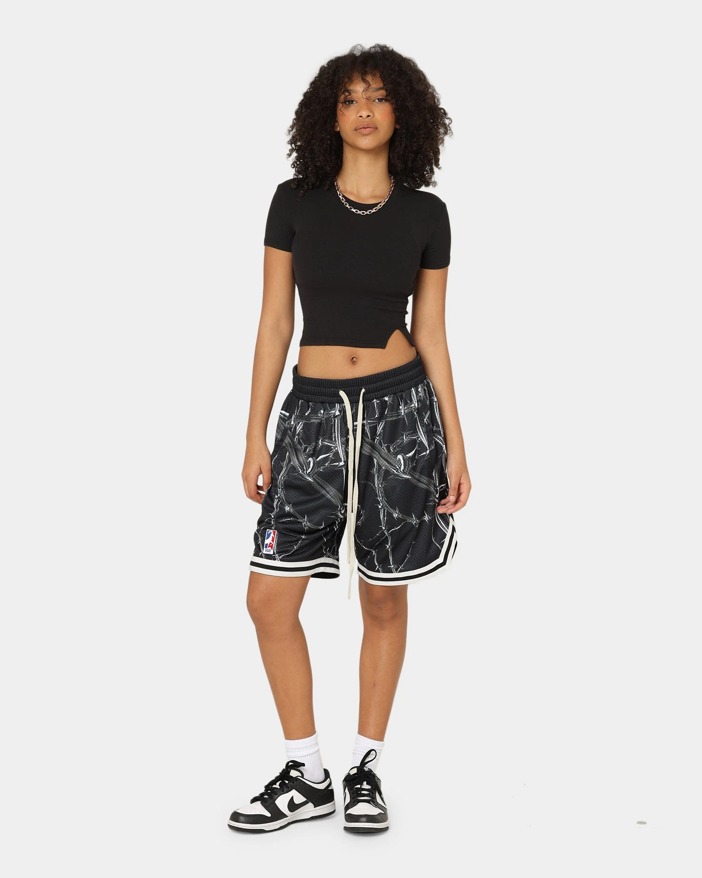 Goat Crew Barbed Wire Shorts Black/White Goat Crew Barbed Wire Shorts Black/White -Mitchell & Ness Shop 03009563 YB012 womens 00020