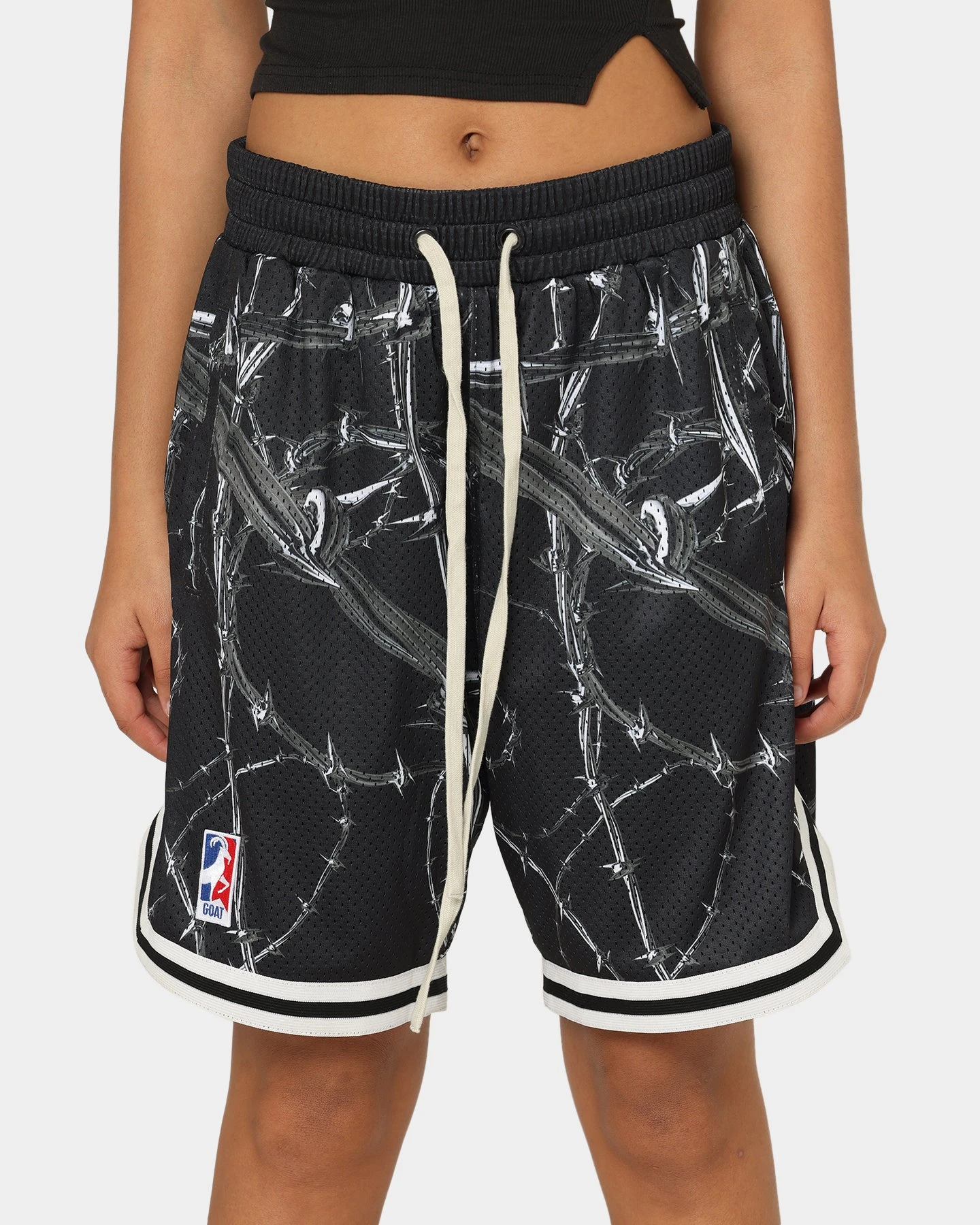 Goat Crew Barbed Wire Shorts Black/White Goat Crew Barbed Wire Shorts Black/White -Mitchell & Ness Shop 03009563 YB012 womens 00030