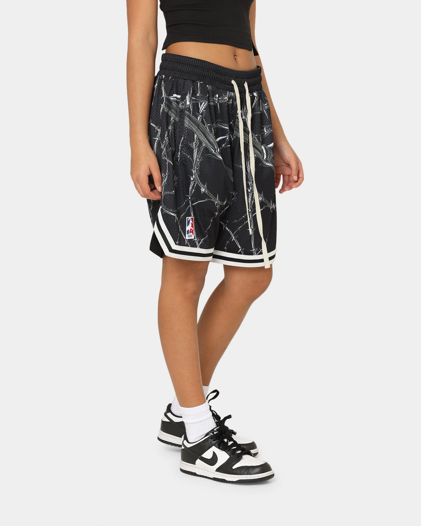 Goat Crew Barbed Wire Shorts Black/White Goat Crew Barbed Wire Shorts Black/White -Mitchell & Ness Shop 03009563 YB012 womens 00050