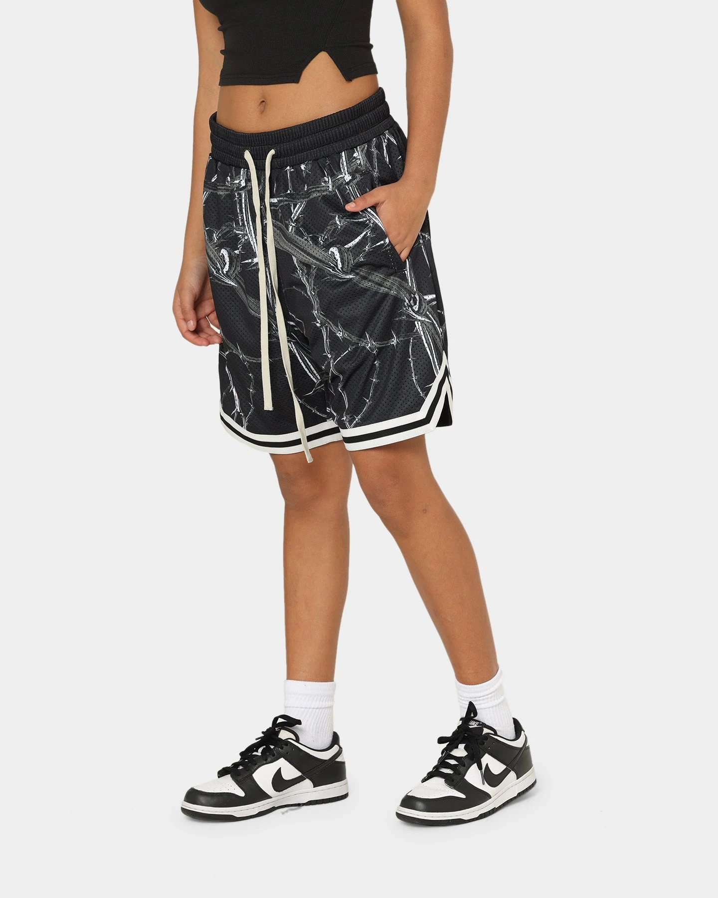 Goat Crew Barbed Wire Shorts Black/White Goat Crew Barbed Wire Shorts Black/White -Mitchell & Ness Shop 03009563 YB012 womens 00060