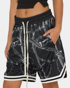 Goat Crew Barbed Wire Shorts Black/White 10 Goat Crew Barbed Wire Shorts Black/White -Mitchell & Ness Shop 03009563 YB012 womens 00090