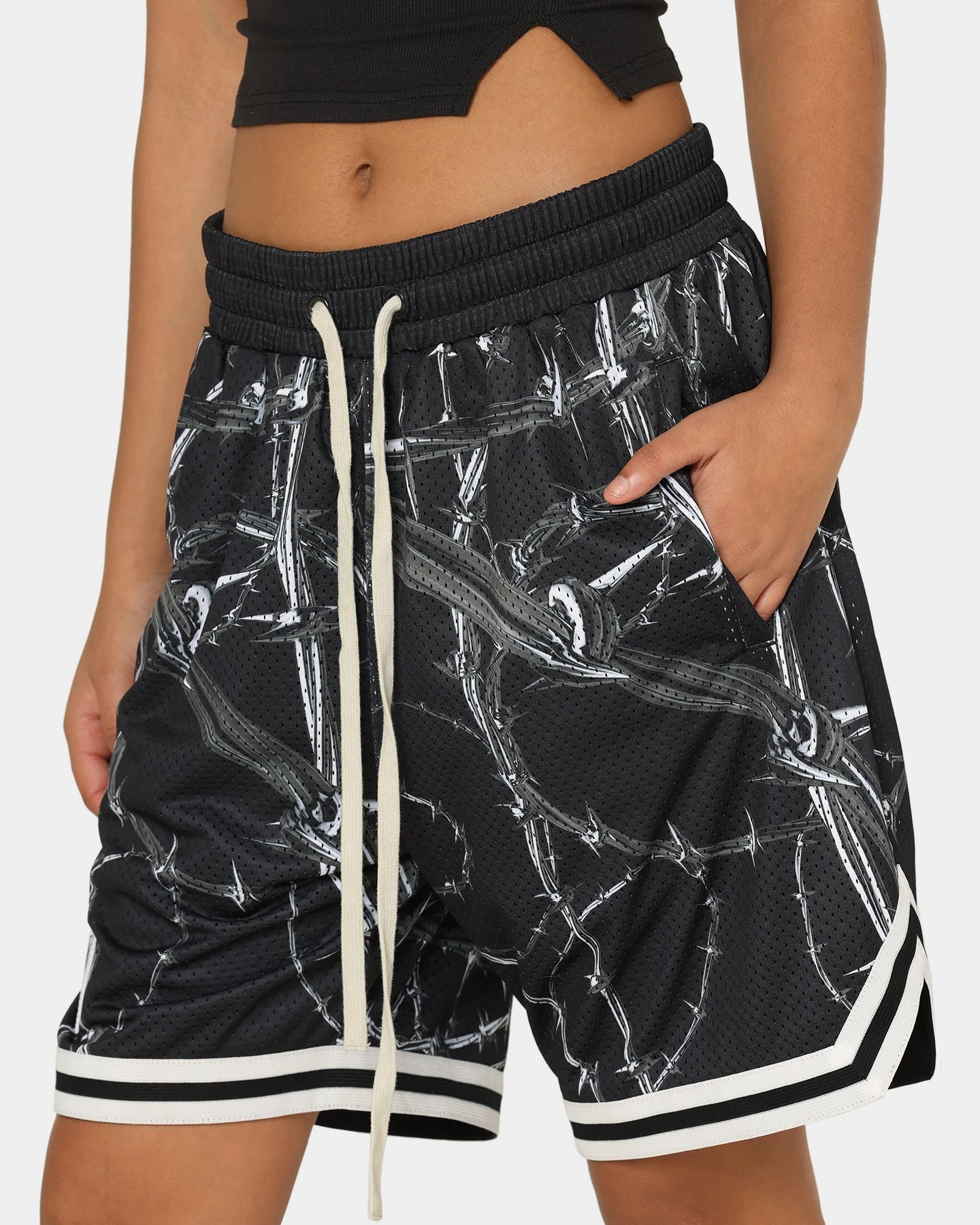 Goat Crew Barbed Wire Shorts Black/White Goat Crew Barbed Wire Shorts Black/White -Mitchell & Ness Shop 03009563 YB012 womens 00090