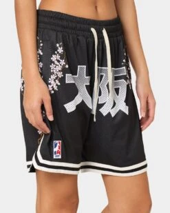 Goat Crew Cherry Blossom Shorts Black/White -Mitchell & Ness Shop 03009566 YB012 womens 0070