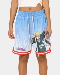 Goat Crew X Bleach Ichigo Flame Shorts Blue -Mitchell & Ness Shop 03009568 YX001 womens 00030