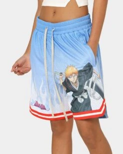 Goat Crew X Bleach Ichigo Flame Shorts Blue -Mitchell & Ness Shop 03009568 YX001 womens 00090
