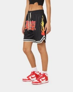 Goat Crew Kanji Flame Shorts Black/White -Mitchell & Ness Shop 03009569 YB012 womens 0060