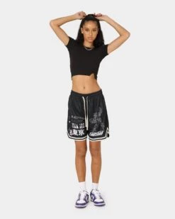 Goat Crew Patchwork Shorts Black/White -Mitchell & Ness Shop 03009570 YB012 womens 0020