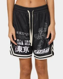 Goat Crew Patchwork Shorts Black/White -Mitchell & Ness Shop 03009570 YB012 womens 0030