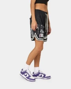 Goat Crew Patchwork Shorts Black/White -Mitchell & Ness Shop 03009570 YB012 womens 0050