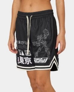 Goat Crew Patchwork Shorts Black/White -Mitchell & Ness Shop 03009570 YB012 womens 0070