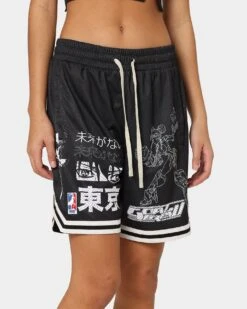 Goat Crew Patchwork Shorts Black/White -Mitchell & Ness Shop 03009570 YB012 womens 0090