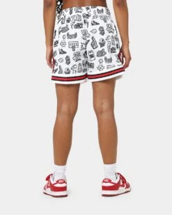 Mitchell & Ness Women's Chicago Bulls Doodle Shorts White -Mitchell & Ness Shop 03009579 YW100 womens 0040