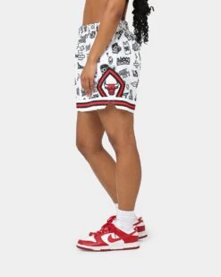 Mitchell & Ness Women's Chicago Bulls Doodle Shorts White -Mitchell & Ness Shop 03009579 YW100 womens 0060
