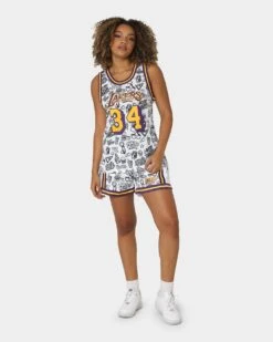 Mitchell & Ness Women's Los Angeles Lakers Doodle Shorts Black/White -Mitchell & Ness Shop 03009580 YB012 womens 0020