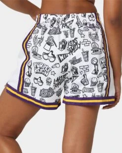 Mitchell & Ness Women's Los Angeles Lakers Doodle Shorts Black/White -Mitchell & Ness Shop 03009580 YB012 womens 0080