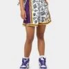 Mitchell & Ness Women's Los Angeles Lakers Doodle Shorts White 1 Mitchell & Ness Women's Los Angeles Lakers Doodle Shorts White -Mitchell & Ness Shop 03009580 YW100 womens 0010