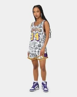 Mitchell & Ness Women's Los Angeles Lakers Doodle Shorts White 3 Mitchell & Ness Women's Los Angeles Lakers Doodle Shorts White -Mitchell & Ness Shop 03009580 YW100 womens 0020