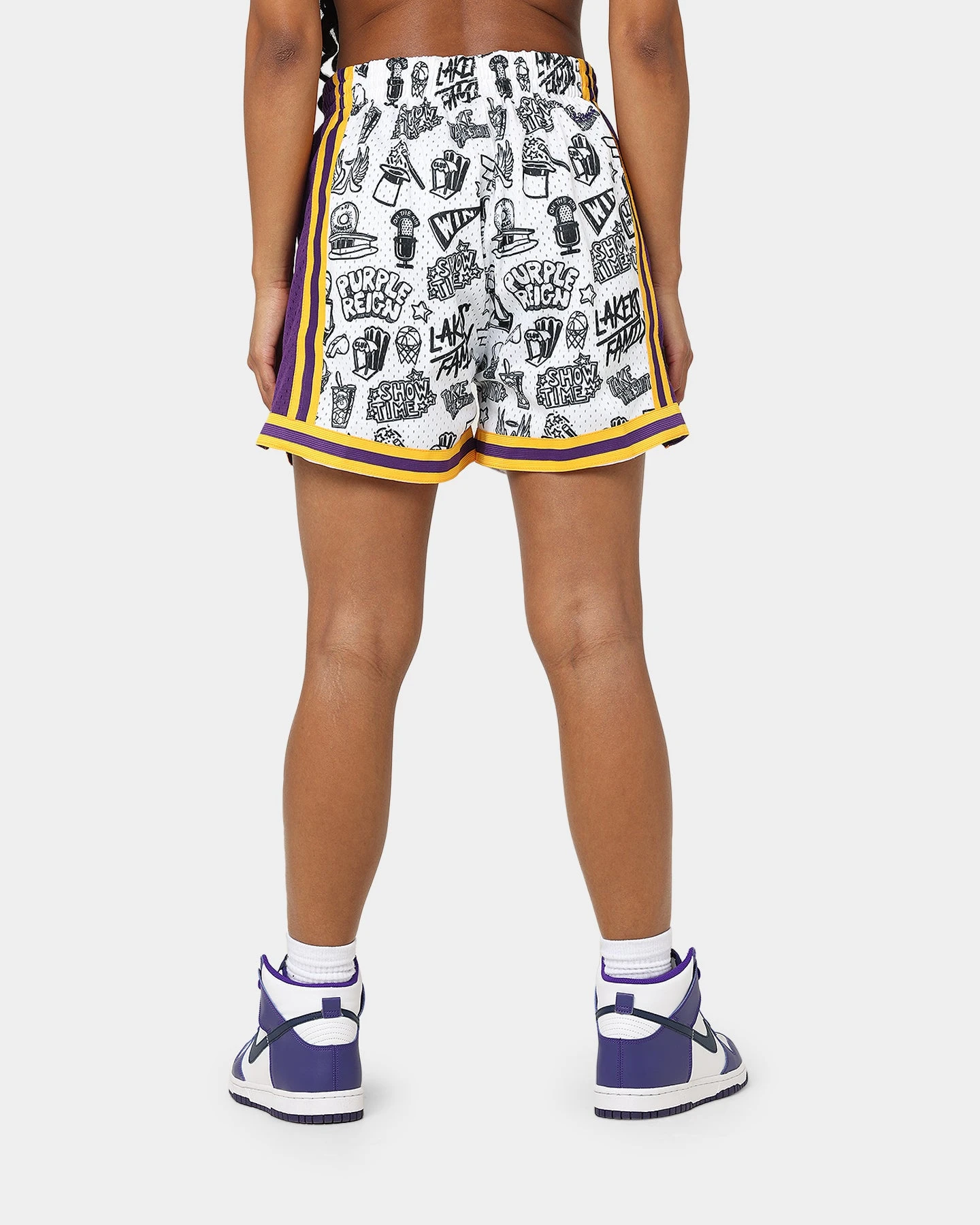 Mitchell & Ness Women's Los Angeles Lakers Doodle Shorts White Mitchell & Ness Women's Los Angeles Lakers Doodle Shorts White -Mitchell & Ness Shop 03009580 YW100 womens 0040