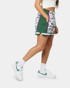 Mitchell & Ness Women's Milwaukee Bucks Doodle Shorts White -Mitchell & Ness Shop 03009581 YW100 womens 0030