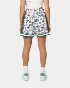 Mitchell & Ness Women's Milwaukee Bucks Doodle Shorts White -Mitchell & Ness Shop 03009581 YW100 womens 0060