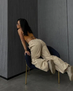 MNML Women's Parachute Pants Beige -Mitchell & Ness Shop 03010287 Y1000 womens 015