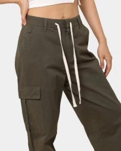 MNML Women's Baggy Cargo Pants Khaki -Mitchell & Ness Shop 03010298 YK001 womens 0030