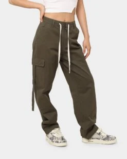 MNML Women's Baggy Cargo Pants Khaki -Mitchell & Ness Shop 03010298 YK001 womens 0050