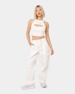 MNML Women's Baggy Cargo Pants Off White -Mitchell & Ness Shop 03010298 YO007 womens 0020