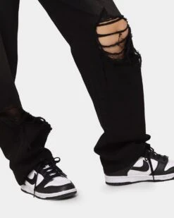 MNML Women's Baggy Distressed Jeans Vintage Black -Mitchell & Ness Shop 03010299 YV009 womens 0030