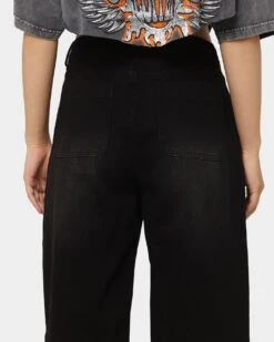 MNML Women's Baggy Distressed Jeans Vintage Black -Mitchell & Ness Shop 03010299 YV009 womens 0080