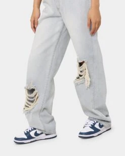 MNML Women's Baggy Distressed Jeans Vintage Blue 5 MNML Women's Baggy Distressed Jeans Vintage Blue -Mitchell & Ness Shop 03010299 YX561 womens 0040