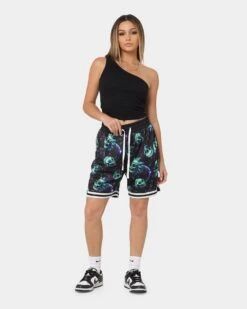 Goat Crew X Rick And Morty Space Skull Shorts Black/Multi-Coloured -Mitchell & Ness Shop 03010509 YB453 womens 0020