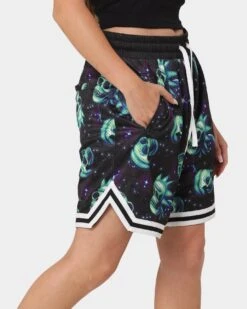 Goat Crew X Rick And Morty Space Skull Shorts Black/Multi-Coloured -Mitchell & Ness Shop 03010509 YB453 womens 0030